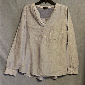 Willi Smith Blue and White Striped Casual Button Shirt size large very GUC